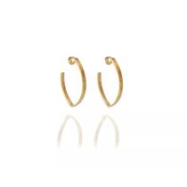 Brinco Argola Oval Folheado a Ouro 18k