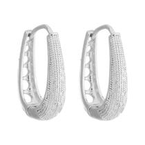 Brinco Argola Oval Texturizada Banhado a Prata 925