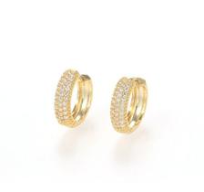 Brinco Argola Pedra Zirconia Dourado F. Ouro 18k 12 Mm