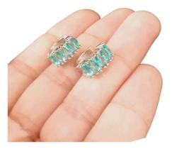 Brinco Argola Pedra Zirconia Folheado Verde Com Prata Brinco Argola Pedra Zirconia Folheado Verde Com Prata