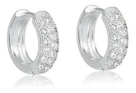 Brinco Argola Pedra Zirconia Prata Pequeno 8 Mm Brinco Argola Pedra Zirconia Prata Pequeno 8 Mm
