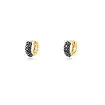 Brinco Argola Pequena Com Pedras De Zircônia Pretas