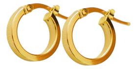 Brinco Argola Pequena Fio Quadrada Com Trava Ouro 18k