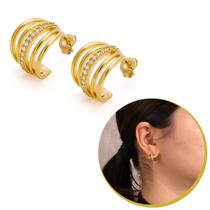 Brinco Argola Pequena Vazado Banhado Elegante Mulher Presente