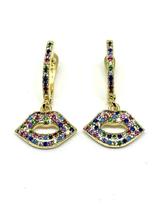 Brinco Argola Pingente Boca Multicolor Brinco Argola Pingente Boca Multicolor