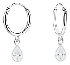 Brinco Argola Pingente Gota Zirconia Prata Legitima 925