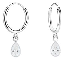 Brinco Argola Pingente Gota Zirconia Prata Legitima 925