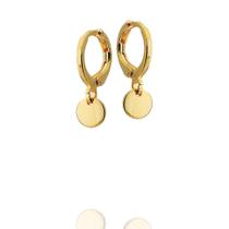 Brinco Argola Pingente Medalhinha Lisa Dourado