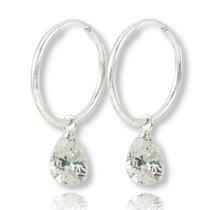 Brinco Argola Ponto Luz Gota Prata Legitima 925