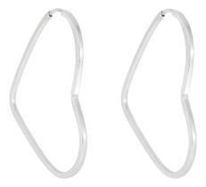 Brinco Argola Prata 925 Coração Fio Quadrado 1,5cm Brinco Argola Prata 925 Coração Fio Quadrado 1,5cm