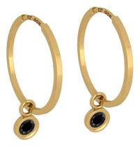 Brinco Argola Prata 925 Dourada 18k Ping Redondo - Onix