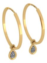 Brinco Argola Prata 925 Dourada 18k Pingente Gota - Zircônia