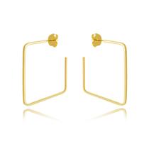 Brinco argola quadrada aro liso banhado a ouro 18K