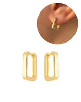 Brinco Argola Quadrada Banhado Ouro18k Prata925 Garantia