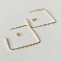 Brinco Argola Quadrada Fina Dourada