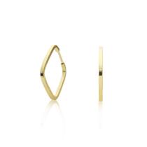 Brinco Argola Quadrada Fio 1 Cm Em Ouro 18K