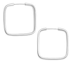 Brinco Argola Quadrada Fio Redondo 2,5cm Em Prata Pura 925