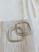Brinco Argola Quadrada Fio Redondo 2cm Ouro 18k