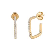 Brinco Argola Quadrada Micro Zircônia Cristal Banhado a Ouro Brinco Argola Quadrada Micro Zircônia Cristal Banhado a Ouro