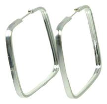 Brinco Argola Quadrada Prata Legitima 925 Media 3 Cm