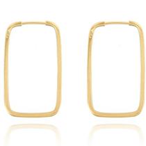 Brinco Argola Quadrada Retangular 2.7cm Em Ouro 18k 750