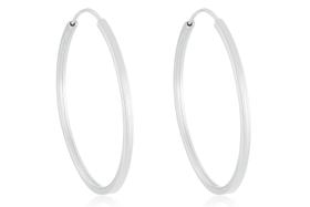 Brinco Argola Redonda 6,5cm Em Prata 925 Fio Quadrado Brinco Argola Redonda 6,5cm Em Prata 925 Fio Quadrado