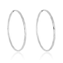 Brinco Argola Redonda de Prata 925 Legítima Fio Torcido 4cm