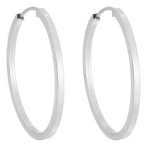 Brinco Argola Redonda Fio Quadrado 3,5 Cm Em Prata 925