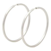 Brinco Argola Redonda Prata 925 Legítima 4 Cm Fio Quadrado