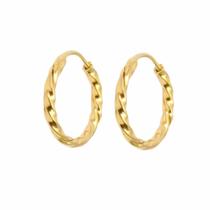 Brinco Argola Redondo Fio Torcido 1cm Em Ouro 18K Brinco Argola Redondo Fio Torcido 1cm Em Ouro 18K