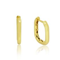 Brinco Argola Retangular 1,3 Cm Em Ouro 18K