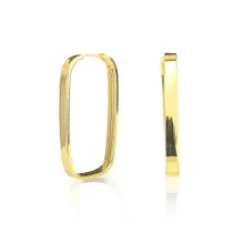 Brinco Argola Retangular 3 Cm Em Ouro 18K