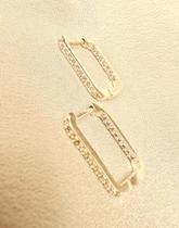 Brinco Argola Retangular 9x13 Cravejado