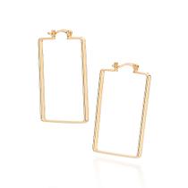 Brinco argola retangular folheada a ouro 527268 Rommanel Brinco argola retangular folheada a ouro 527268 Rommanel