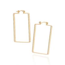 Brinco Argola Retangular Folheado Ouro Rommanel 527268