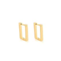 Brinco argola retangular lisa grande 19mm - Banhado em ouro 18k Brinco argola retangular lisa grande 19mm - Banhado em ouro 18k