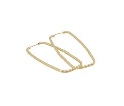 Brinco Argola Retangular Ouro 18k Tam Médio Clássico J26052