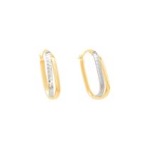 Brinco Argola Retangular Ouro em Branco e Ouro 18K - AU14039