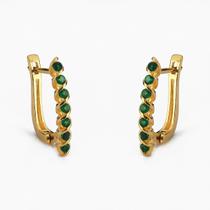 Brinco Argola Retangulares com Pedras Zircônia Banhado a Ouro 18k