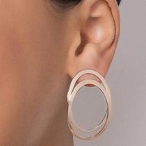 Brinco Argola Rommanel Oval Sobreposta Presente Lindo Feminino Banhado Ouro 18k 527409 Brinco Argola Rommanel Oval Sobreposta Presente Lindo Feminino Banhado Ouro 18k 527409