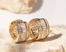 Brinco Argola Toda Cravejada Zirconia 12mm Brinco Argola Toda Cravejada Zirconia 12mm