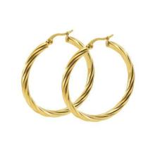 Brinco Argola Torcida 25 mm Aço Inox Banhado Ouro 18k