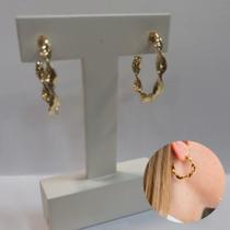 Brinco Argola Torcida Dourada Banhada Ouro 18k Antialérgico