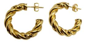 Brinco Argola Torcida Grande 25mm Tarraxa Ouro 18k