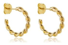 Brinco Argola Torcida Pequena Fernanda Banhado em Ouro 18k Brinco Argola Torcida Pequena Fernanda Banhado em Ouro 18k