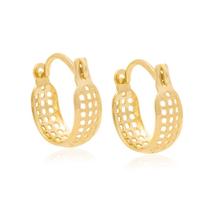 BRINCO ARGOLA TRABALHADA COM PEQUENOS QUADRADOS 1,4 CM Brinco feminino folheado a ouro 18k joia antialérgica presente feminino mulheres