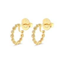 Brinco Argola Trabalhada Com Zircônias Folheado A Ouro