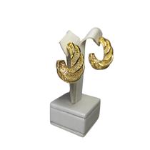 Brinco Argola Trama Aço Inoxidável 316L Banhado a Ouro 18k Feminino