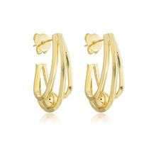 Brinco Argola Tres Fios Banhado a Ouro 18k Brinco Argola Tres Fios Banhado a Ouro 18k