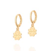 Brinco argola trevo folheado a ouro 527036 Rommanel Brinco argola trevo folheado a ouro 527036 Rommanel